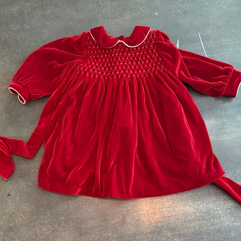 Elegant Red Velvet Kids Formal Dress